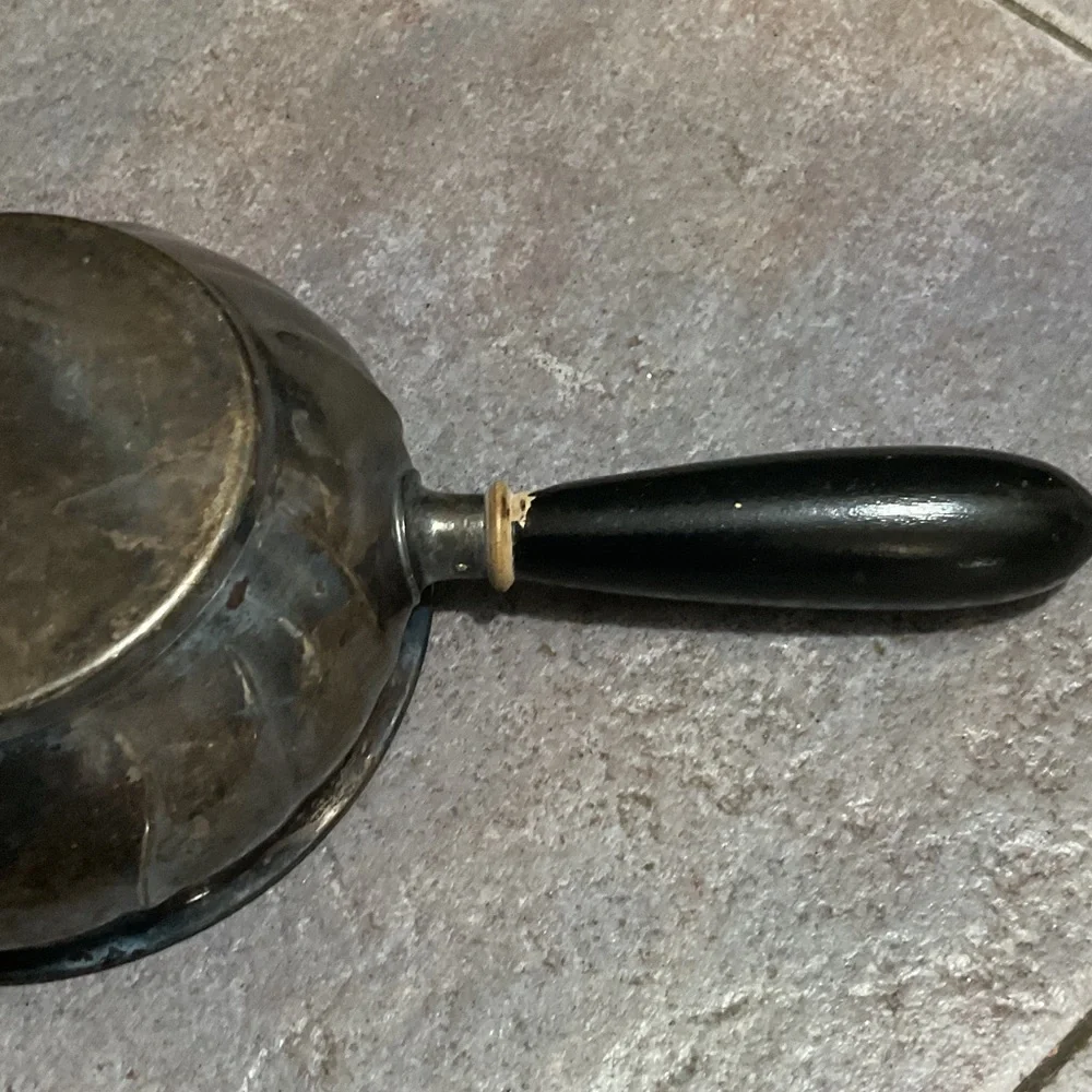 Vintage Metal Saucepan with Black Handle